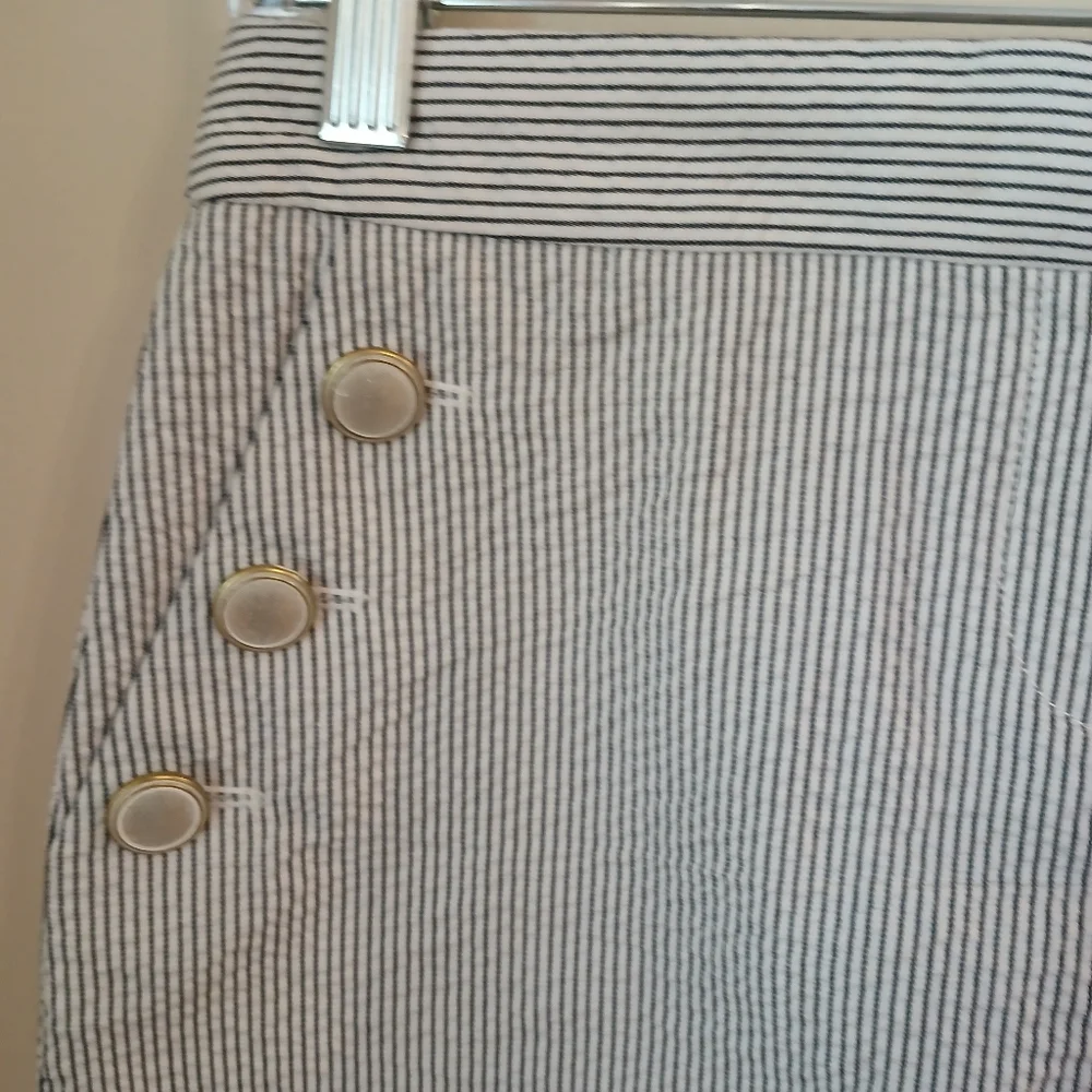 J Crew Women's 100% Cotton Gray Pinstripe Sailor Skirt Siize 00 - Picture 5 of 11